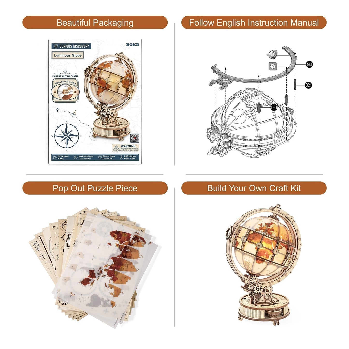 DIY Wooden Globe with LED Light